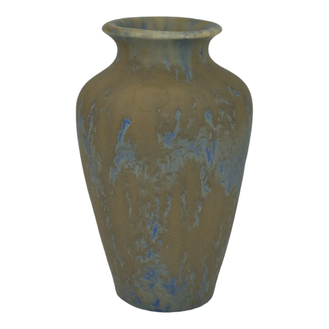 Camark 1930s Vintage Art Deco Pottery Gray And Blue Mottled Ceramic Vase 131 - Just Art Pottery
