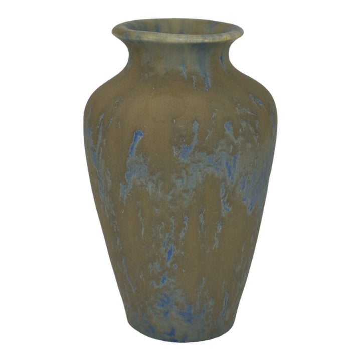 Camark 1930s Vintage Art Deco Pottery Gray And Blue Mottled Ceramic Vase 131 - Just Art Pottery