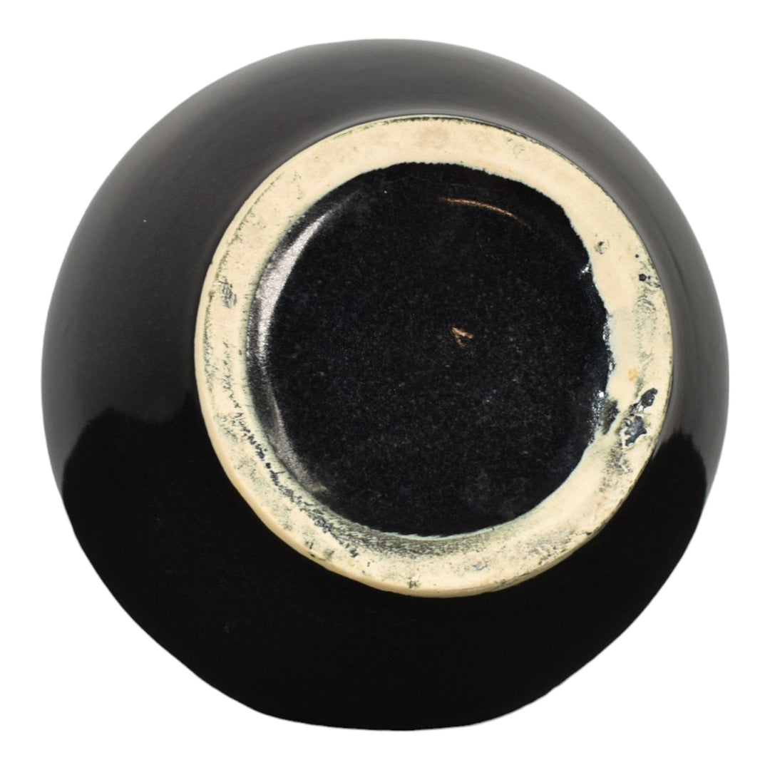 McCoy Mid Century Modern Pottery Black Reticulated Ceramic Flower Frog Bowl 624 - Just Art Pottery