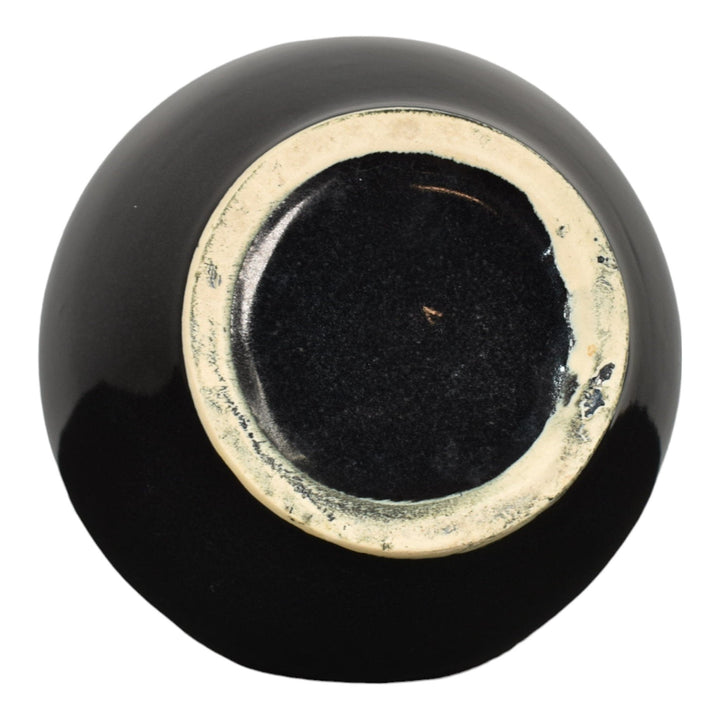 McCoy Mid Century Modern Pottery Black Reticulated Ceramic Flower Frog Bowl 624 - Just Art Pottery