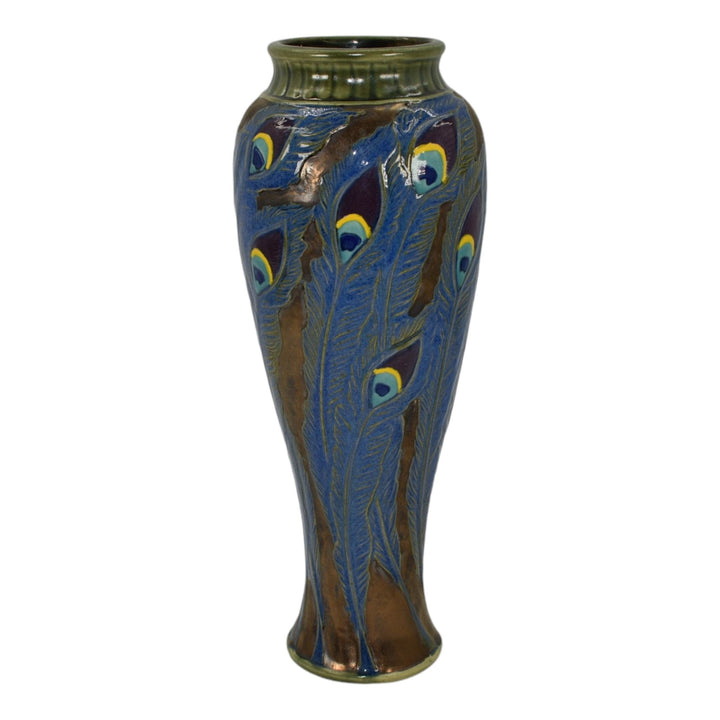 Calmwater Designs Stephanie Young Studio Pottery Peacock Feathers Porcelain Vase