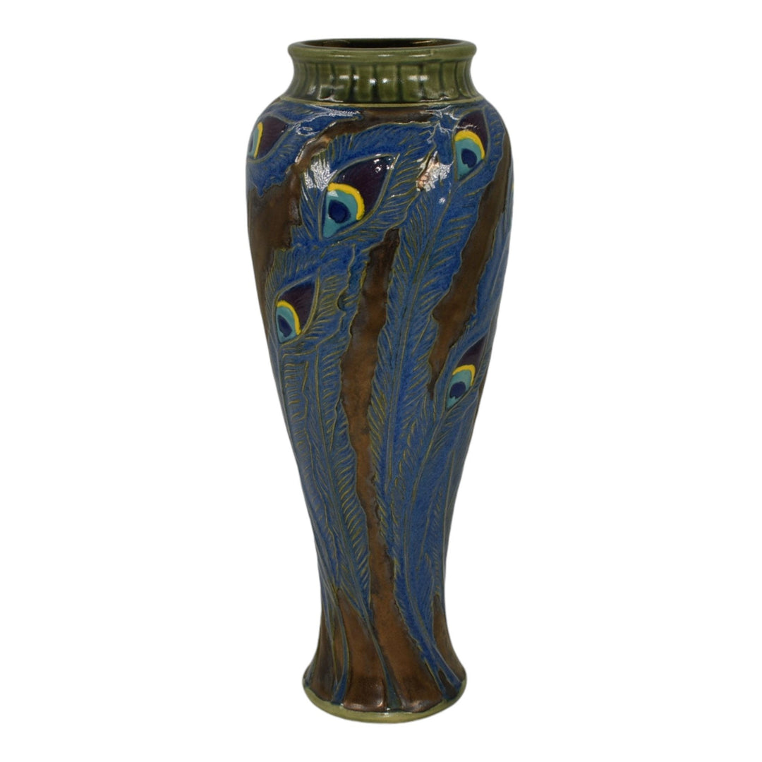 Calmwater Designs Stephanie Young Studio Pottery Peacock Feathers Porcelain Vase