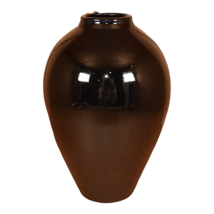 Ephraim Faience 2013 Hand Made Pottery Experimental Floral Black Ceramic Vase