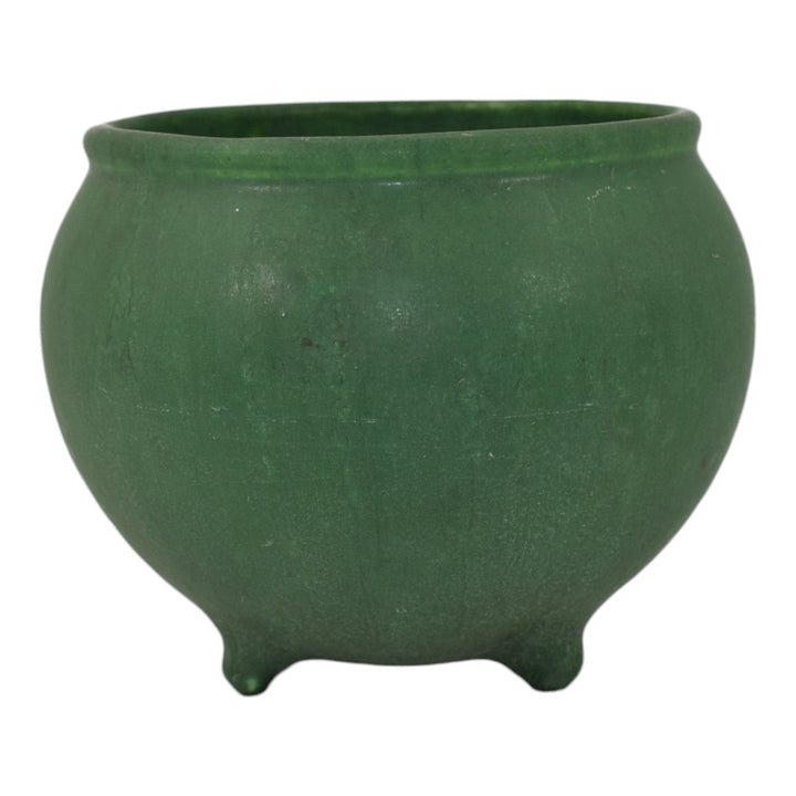 McCoy Matte Green Arts and Crafts Pottery Footed Ceramic Jardiniere Planter