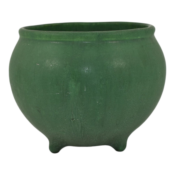 McCoy Matte Green Arts and Crafts Pottery Footed Ceramic Jardiniere Planter