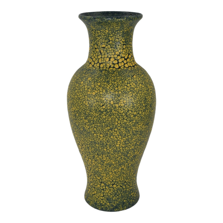 Haeger 1970s Mid Century Modern Art Pottery Yellow Blue Lizard Skin Vase 4170 - Just Art Pottery