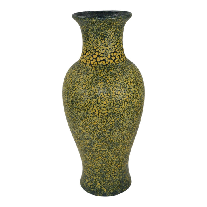 Haeger 1970s Mid Century Modern Art Pottery Yellow Blue Lizard Skin Vase 4170 - Just Art Pottery