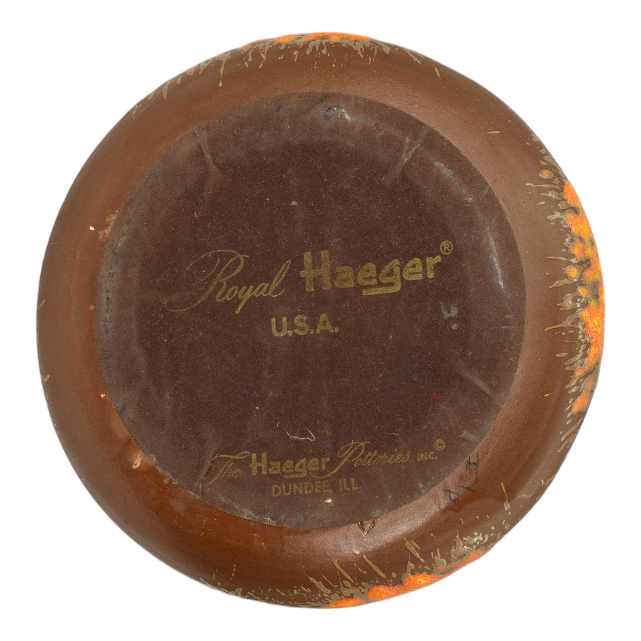 Royal Haeger 1970s Modern Deco Art Pottery Orange Peel Lava Glaze