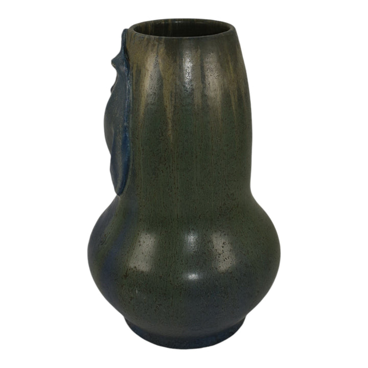 Ephraim Faience 2010 Hand Made Art Pottery Quail Experimental Blue Green Vase - Just Art Pottery