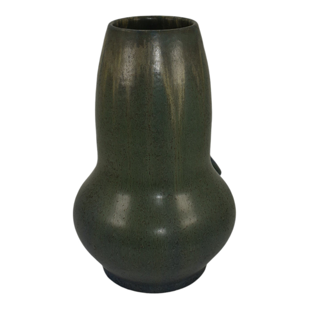 Ephraim Faience 2010 Hand Made Art Pottery Quail Experimental Blue Green Vase - Just Art Pottery