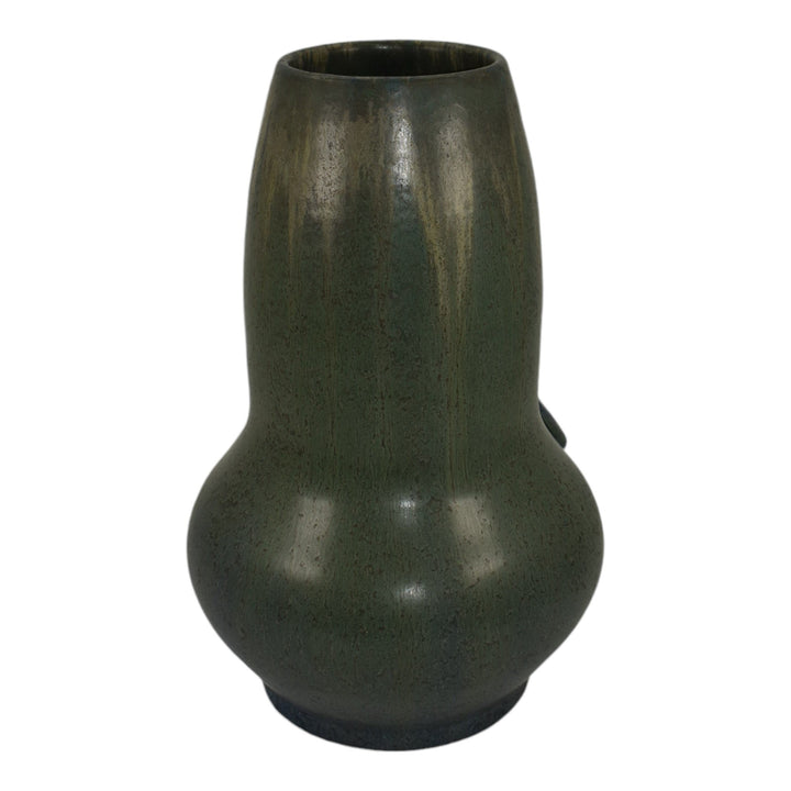 Ephraim Faience 2010 Hand Made Art Pottery Quail Experimental Blue Green Vase - Just Art Pottery
