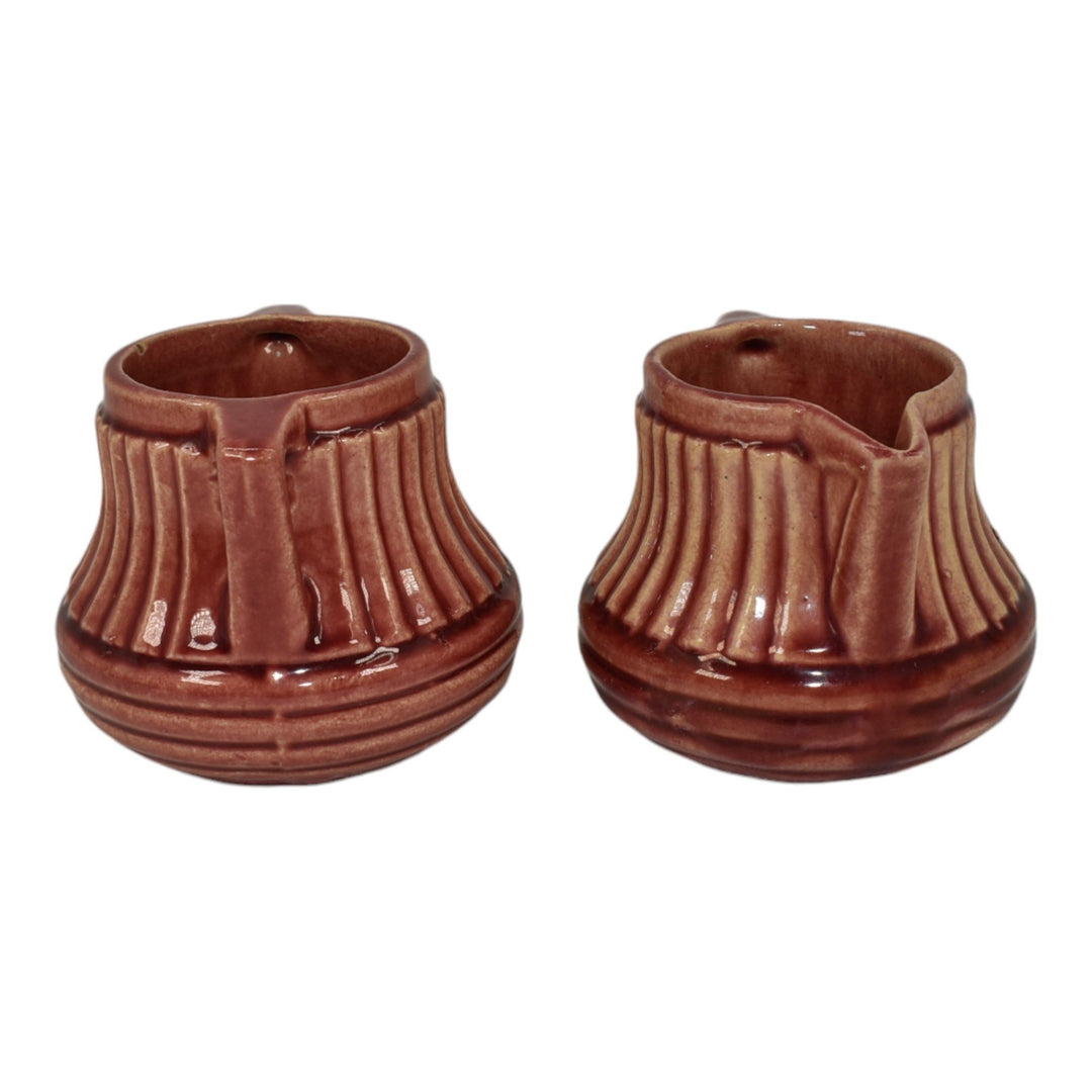 Brush McCoy Kolorkraft 1930 Art Pottery Red Ceramic Creamer 379 Sugar Bowl 378 - Just Art Pottery