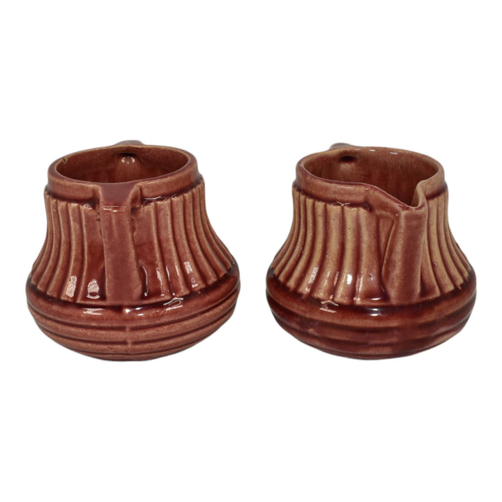 Brush McCoy Kolorkraft 1930 Art Pottery Red Ceramic Creamer 379 Sugar Bowl 378 - Just Art Pottery