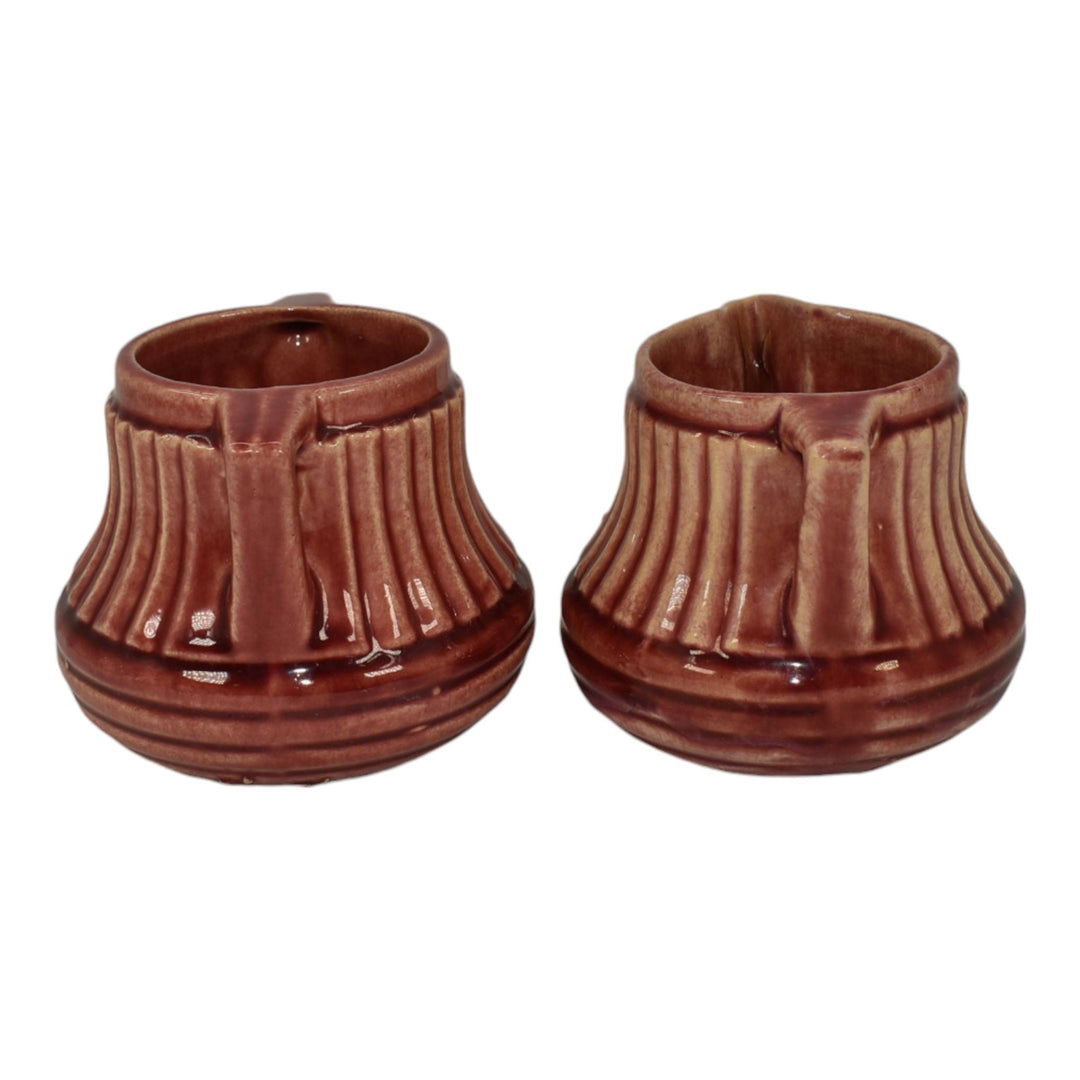 Brush McCoy Kolorkraft 1930 Art Pottery Red Ceramic Creamer 379 Sugar Bowl 378 - Just Art Pottery