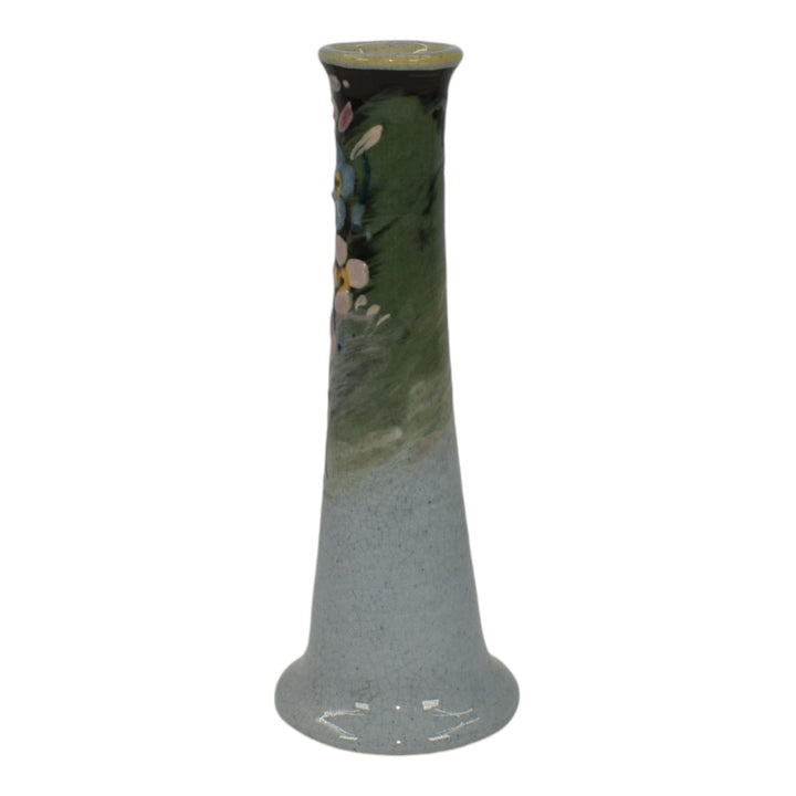 Weller Eocean Late Line Vintage Art Pottery Floral Gray Ceramic Bud Vase - Just Art Pottery