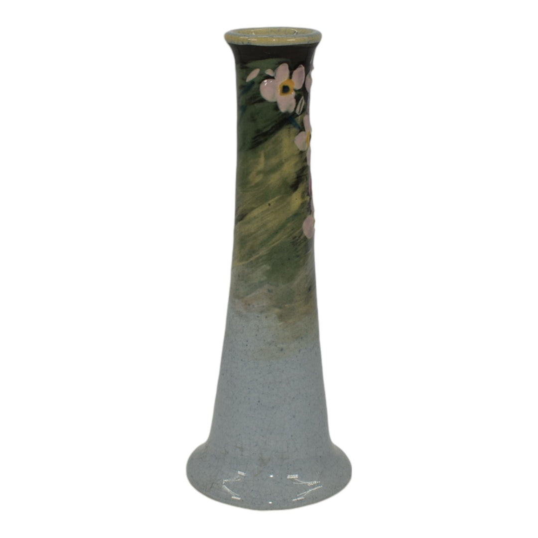 Weller Eocean Late Line Vintage Art Pottery Floral Gray Ceramic Bud Vase - Just Art Pottery