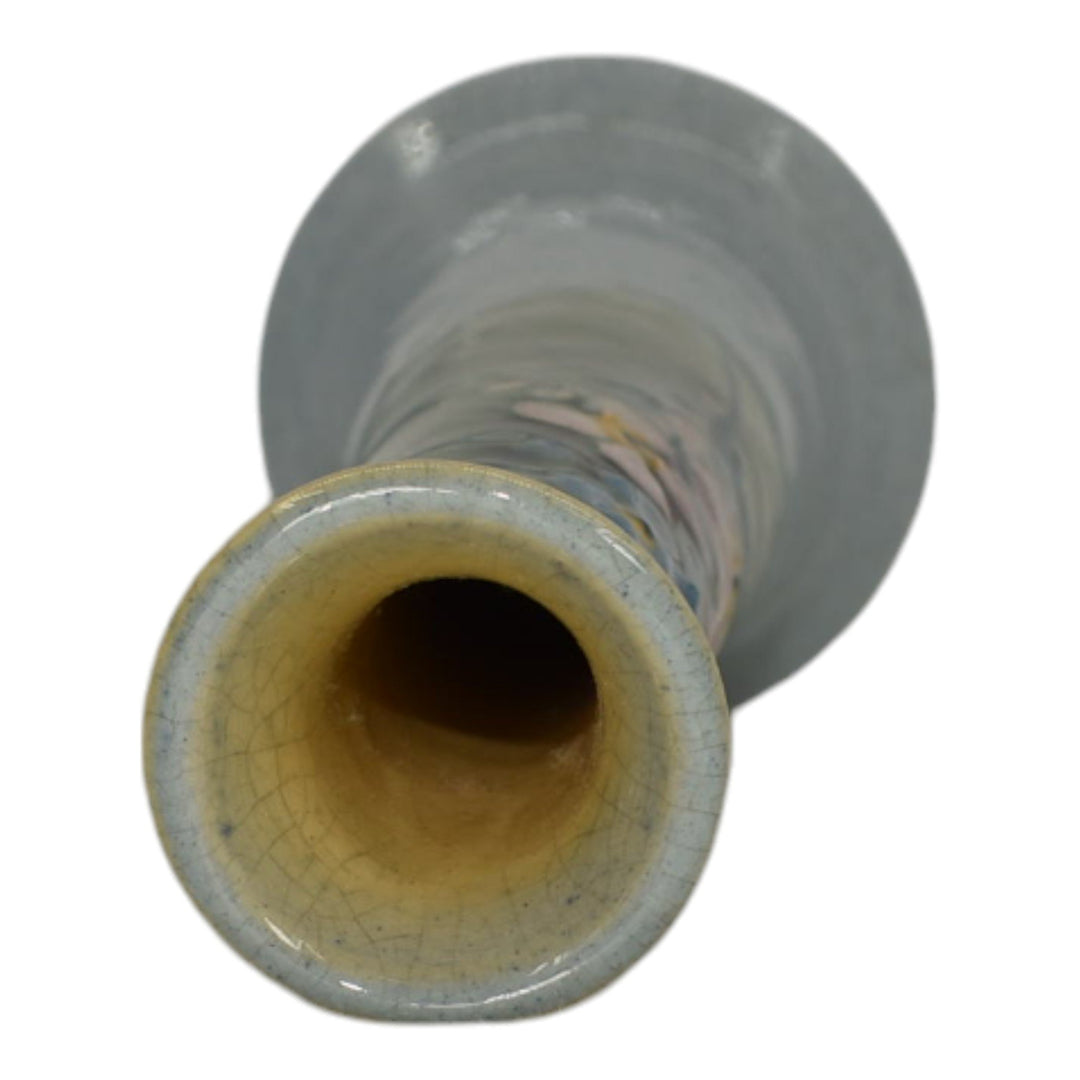 Weller Eocean Late Line Vintage Art Pottery Floral Gray Ceramic Bud Vase - Just Art Pottery