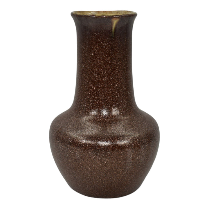 Indian Hills Colorado 1950s Vintage Art Pottery Pyrite Glaze Brown Ceramic Vase - Just Art Pottery