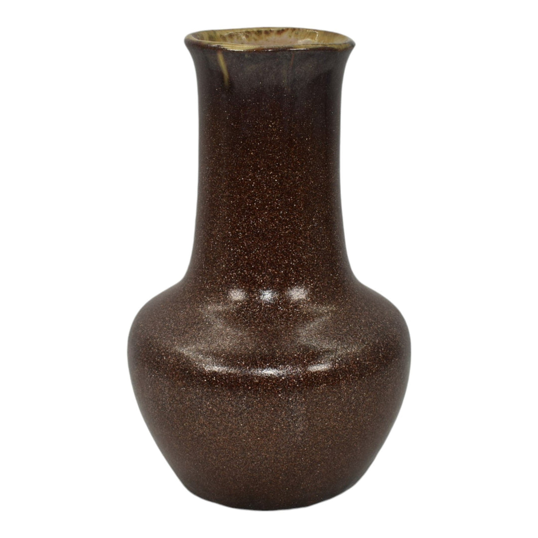Indian Hills Colorado 1950s Vintage Art Pottery Pyrite Glaze Brown Ceramic Vase - Just Art Pottery