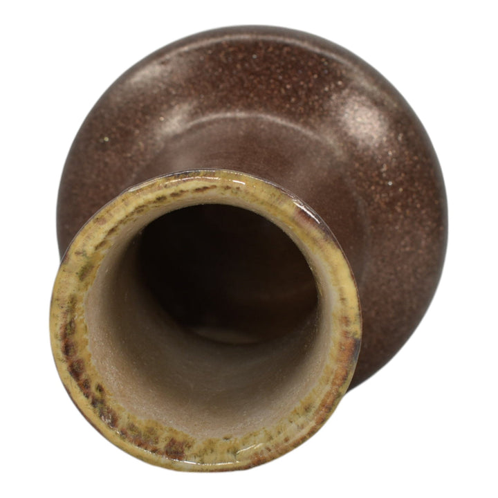 Indian Hills Colorado 1950s Vintage Art Pottery Pyrite Glaze Brown Ceramic Vase - Just Art Pottery