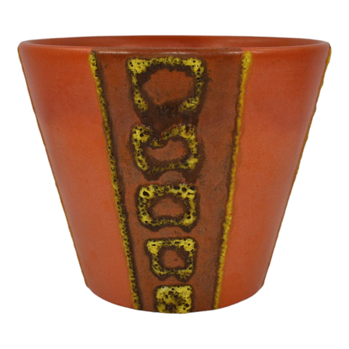 Raymor Italian Art Pottery Orange Geometric Ceramic Flower Pot Planter R804