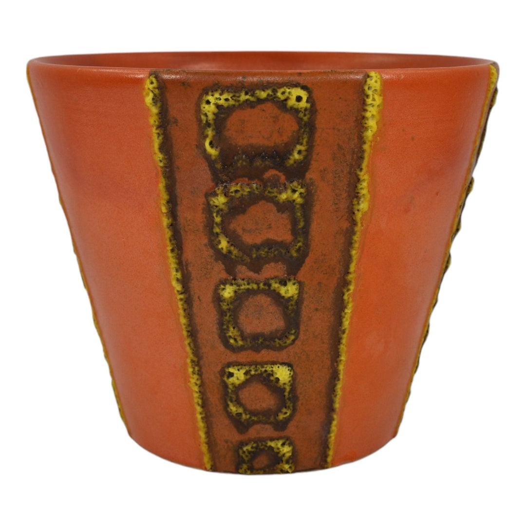 Raymor Italian Art Pottery Orange Geometric Ceramic Flower Pot Planter R804