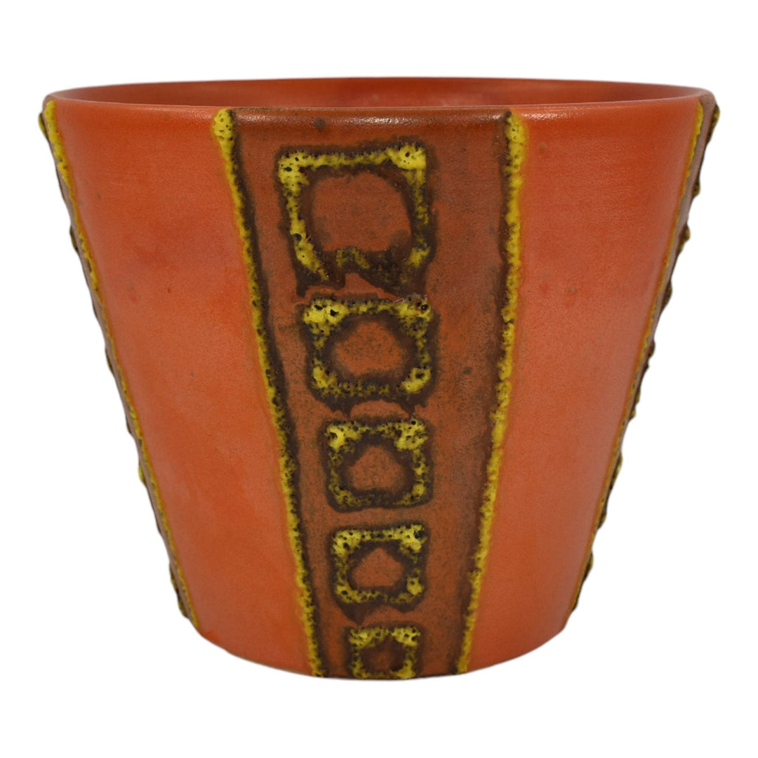 Raymor Italian Art Pottery Orange Geometric Ceramic Flower Pot Planter R804