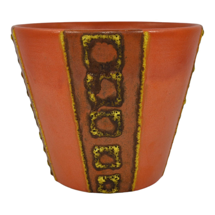 Raymor Italian Art Pottery Orange Geometric Ceramic Flower Pot Planter R804