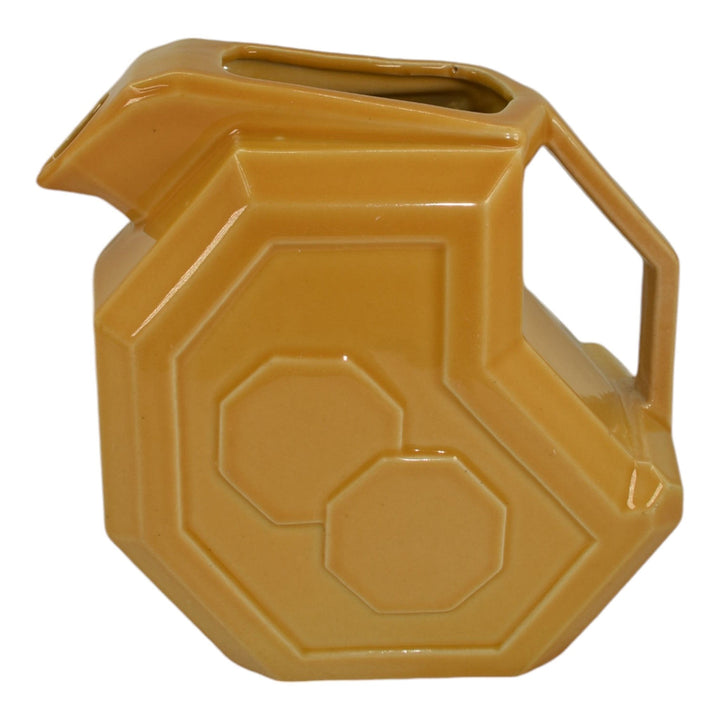 Alamo 1940s Mid Century Modern Pottery Geometric Yellow Ceramic Pitcher 759