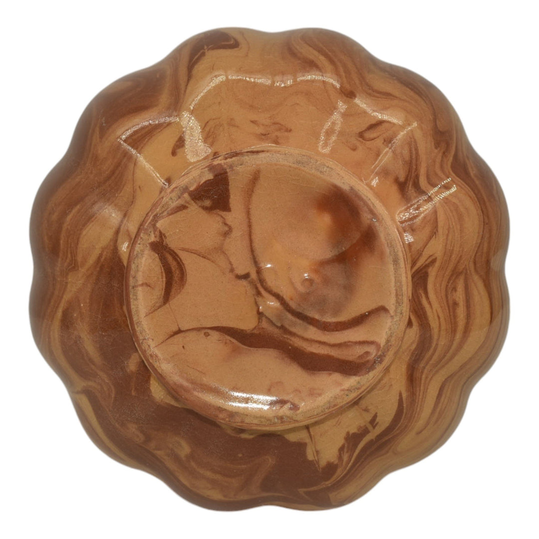 American Vintage Art Pottery Brown Swirl Marbleized Bulbous Ceramic Vase 236 - Just Art Pottery