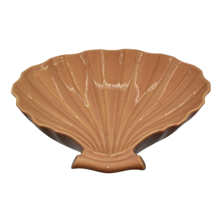 Roseville Capri Brown 1954 Mid Century Modern Pottery Large Shell Bowl 1119-9 - Just Art Pottery