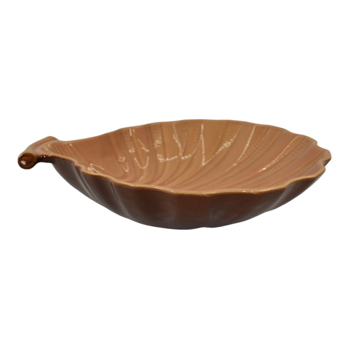 Roseville Capri Brown 1954 Mid Century Modern Pottery Large Shell Bowl 1119-9 - Just Art Pottery