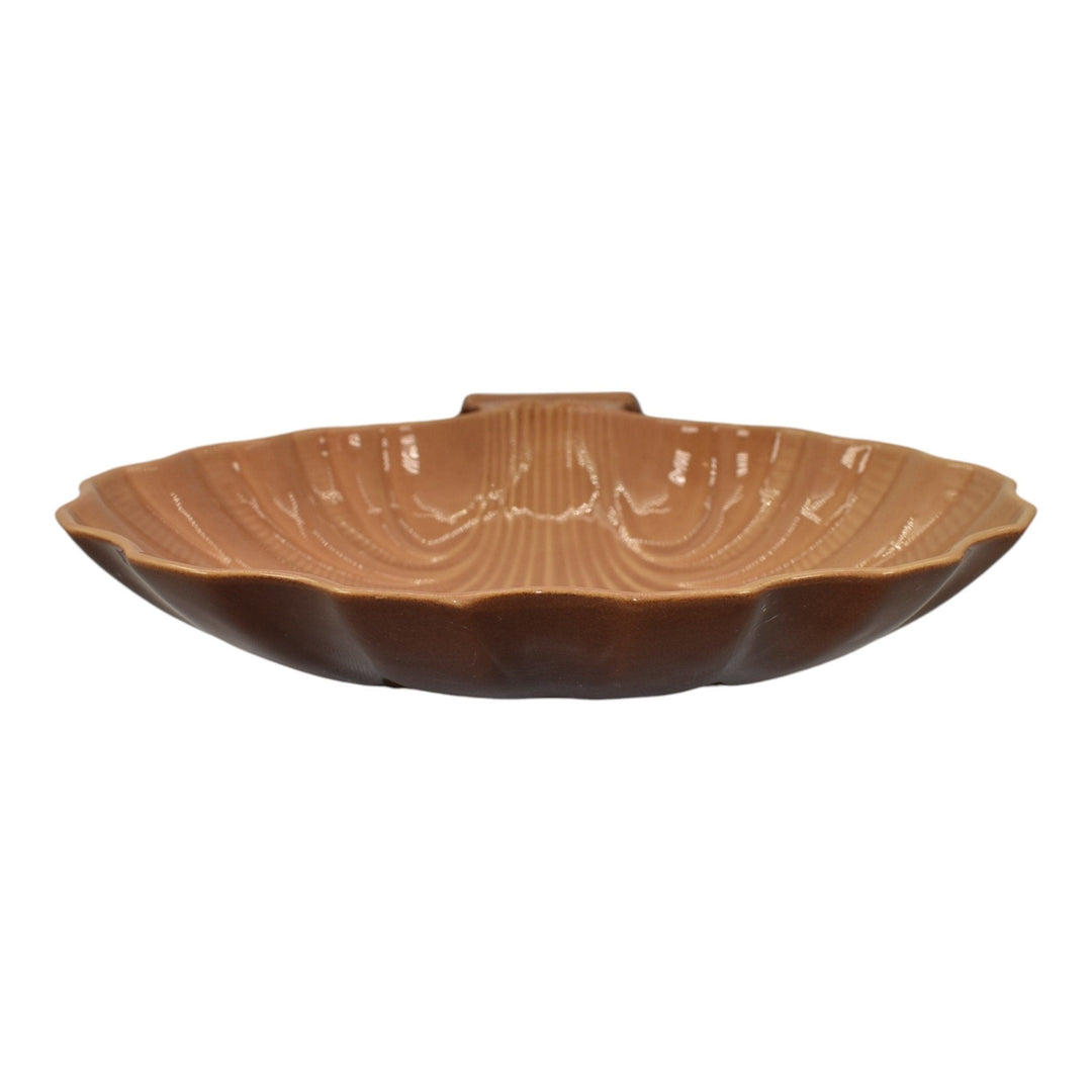 Roseville Capri Brown 1954 Mid Century Modern Pottery Large Shell Bowl 1119-9 - Just Art Pottery