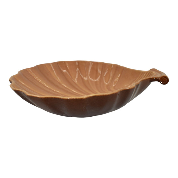 Roseville Capri Brown 1954 Mid Century Modern Pottery Large Shell Bowl 1119-9 - Just Art Pottery