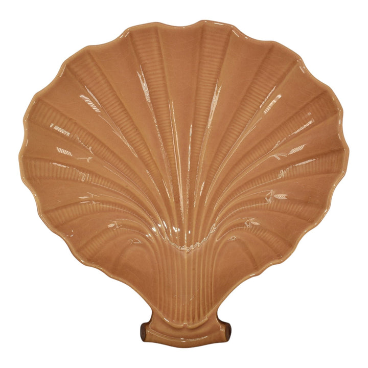 Roseville Capri Brown 1954 Mid Century Modern Pottery Large Shell Bowl 1119-9 - Just Art Pottery