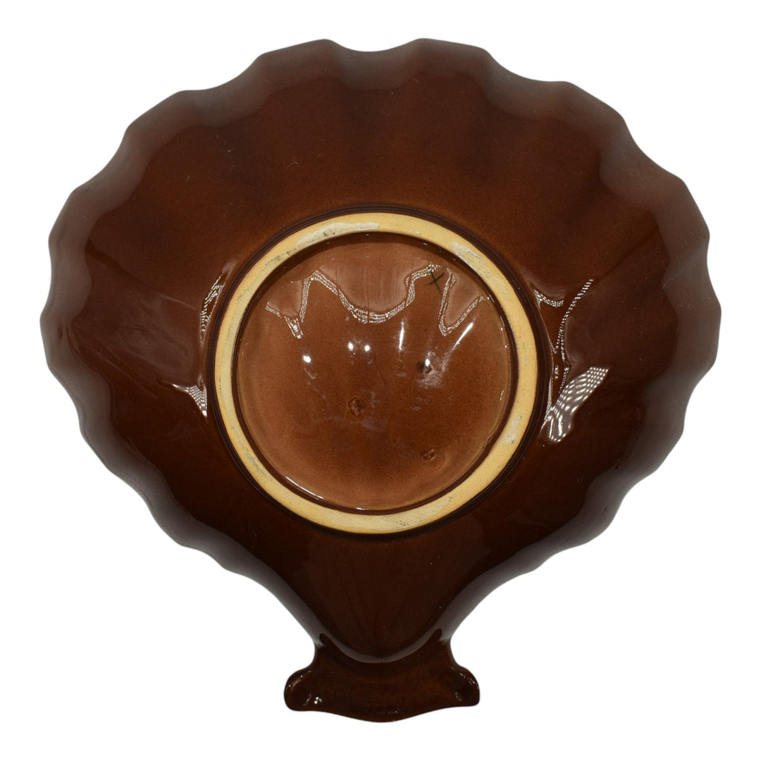 Roseville Capri Brown 1954 Mid Century Modern Pottery Large Shell Bowl 1119-9 - Just Art Pottery