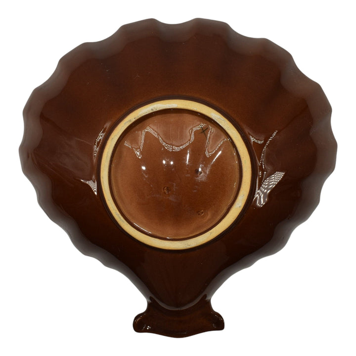 Roseville Capri Brown 1954 Mid Century Modern Pottery Large Shell Bowl 1119-9 - Just Art Pottery