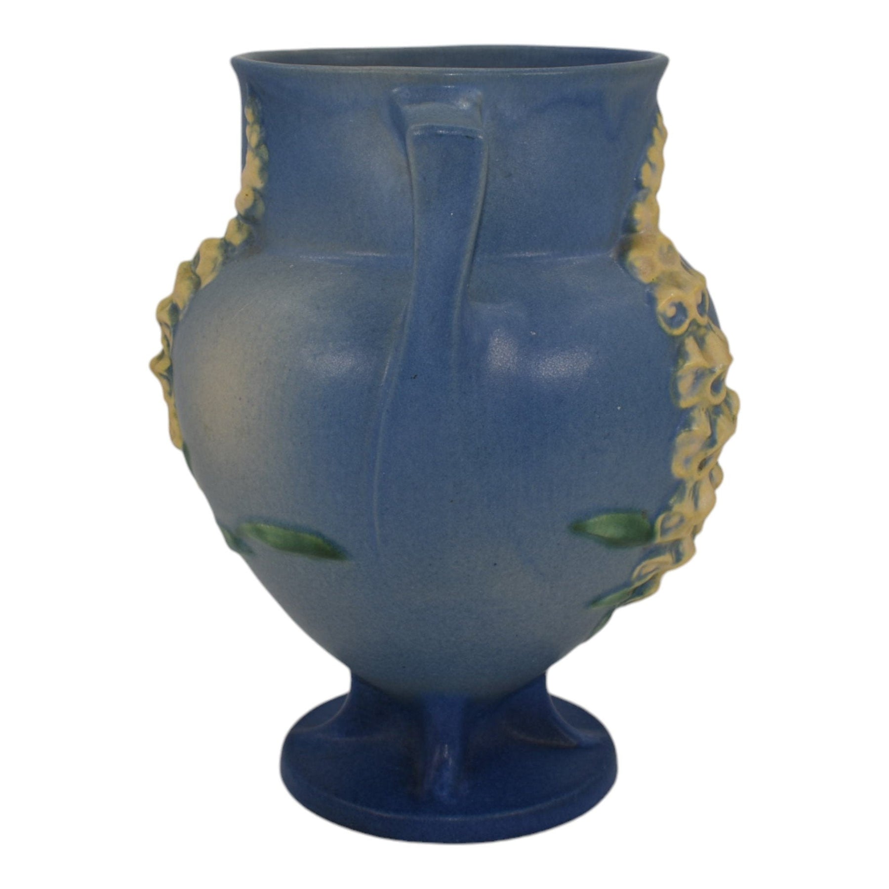 Antique Roseville hot Blue Foxglove Handled Vase