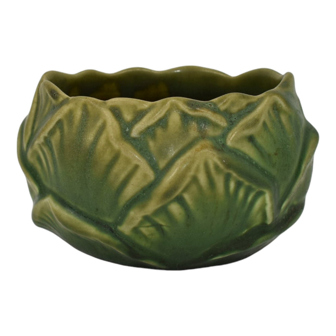 Hampshire Early 1900s Arts And Crafts Pottery Matte Green Artichoke Bowl Vase