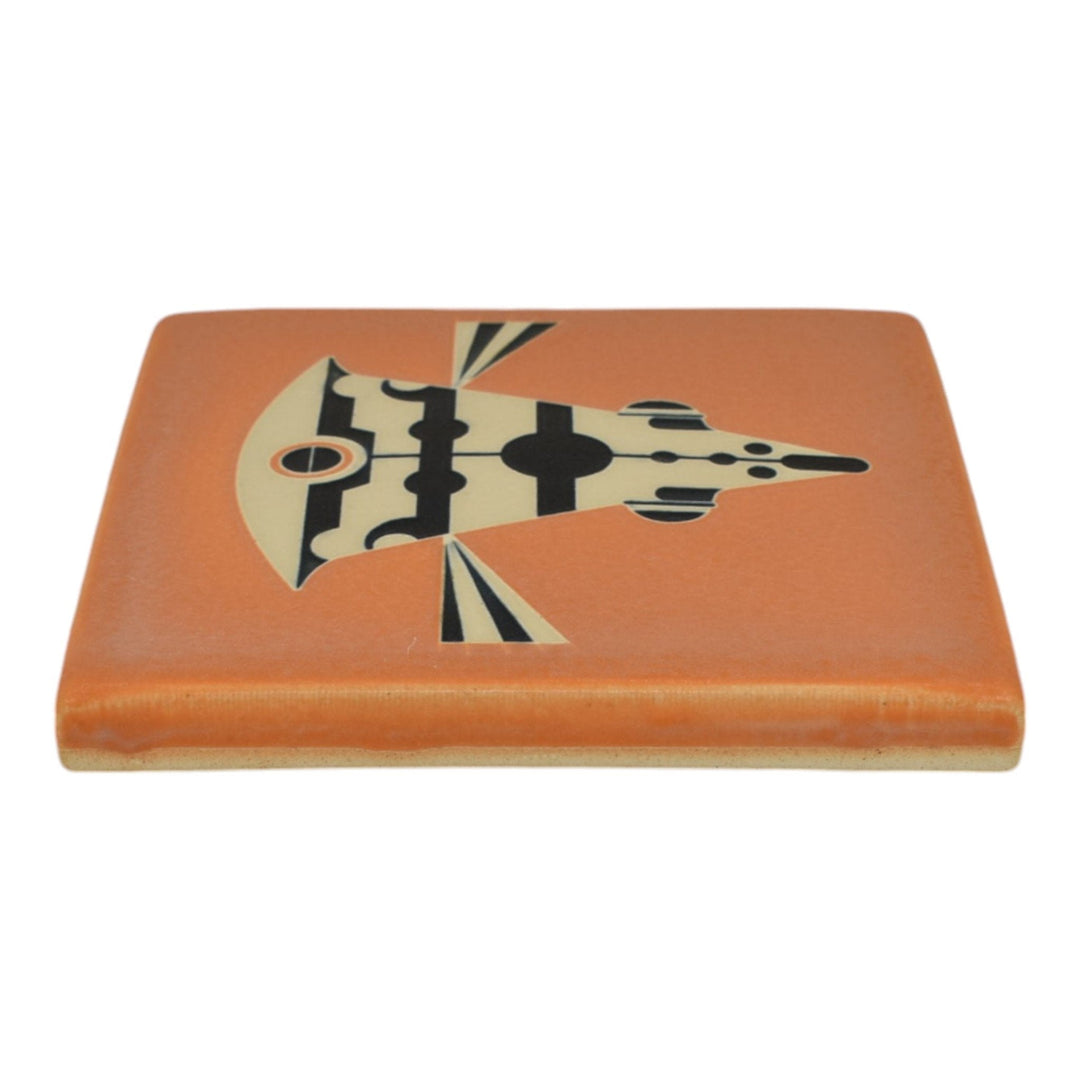 Motawi Tileworks Art Pottery Orange Cowfish Tile Glaze Ceramic Wall Tile