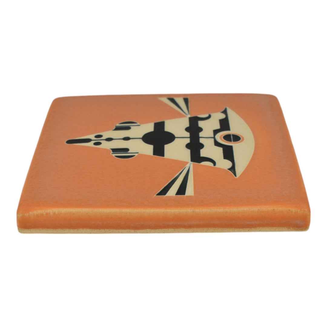 Motawi Tileworks Art Pottery Orange Cowfish Tile Glaze Ceramic Wall Tile