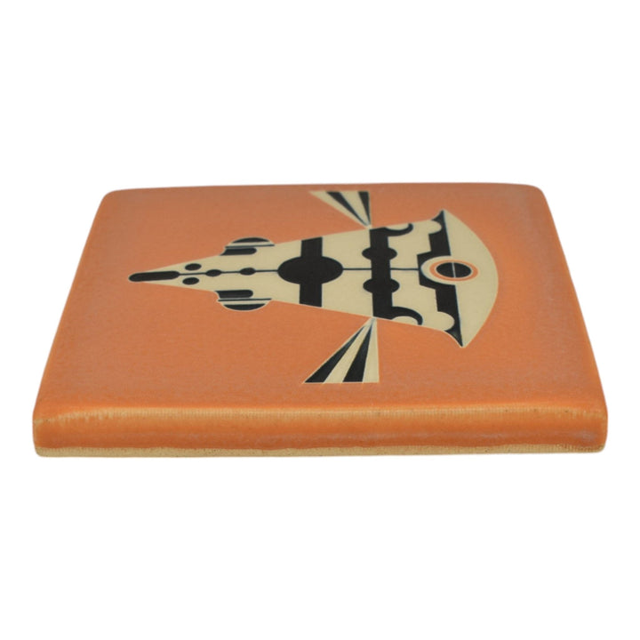 Motawi Tileworks Art Pottery Orange Cowfish Tile Glaze Ceramic Wall Tile