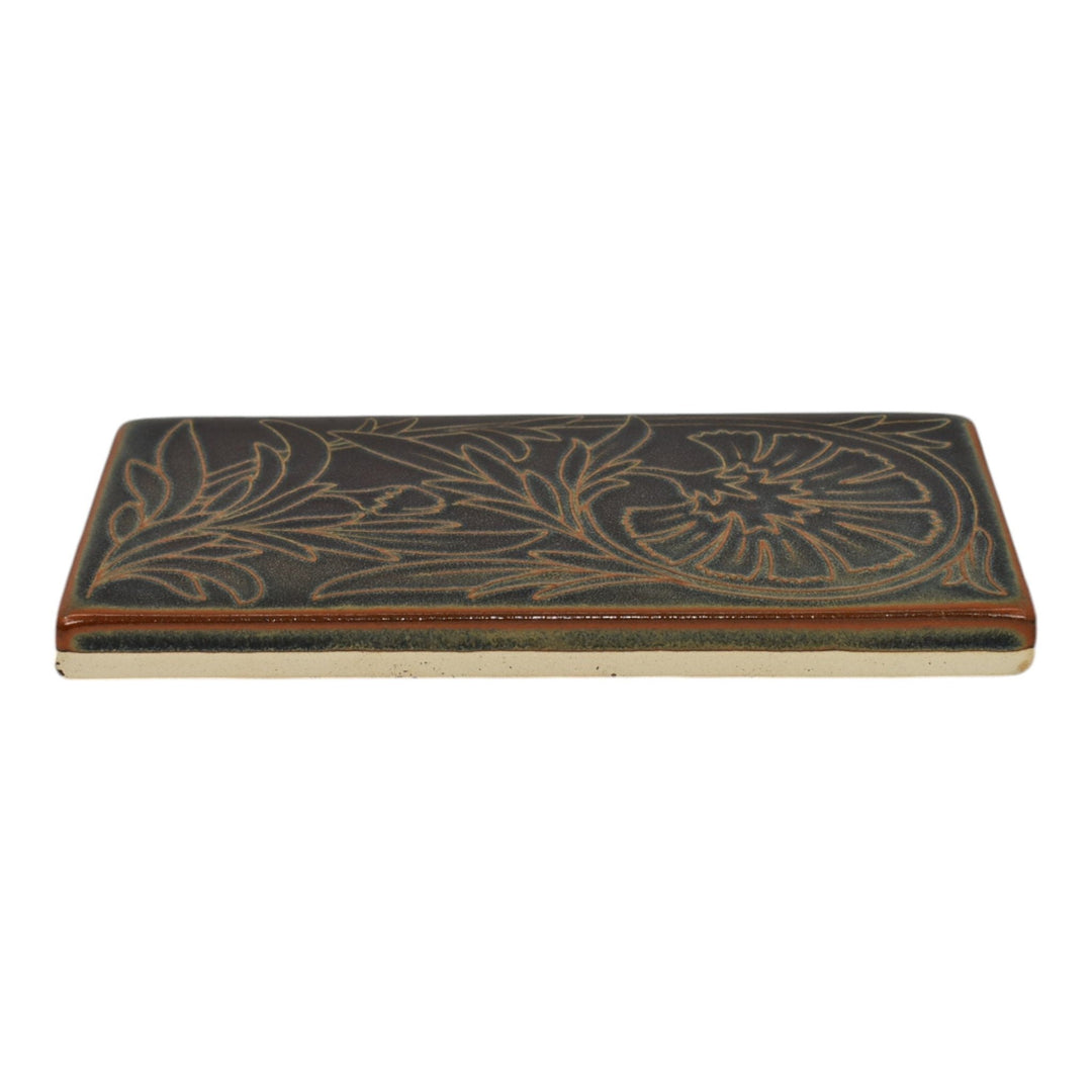 Motawi Tileworks Art Pottery Brown Moonstone Carnation Ceramic Wall Art Tile
