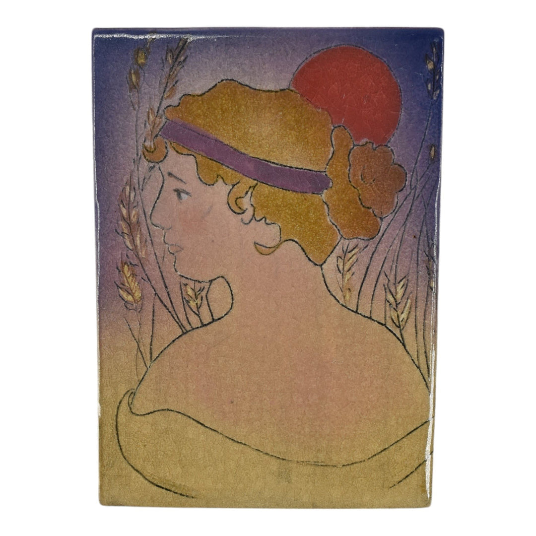 Ephraim Faience 2012 Hand Painted Art Pottery Dusk Ceramic Tile F82