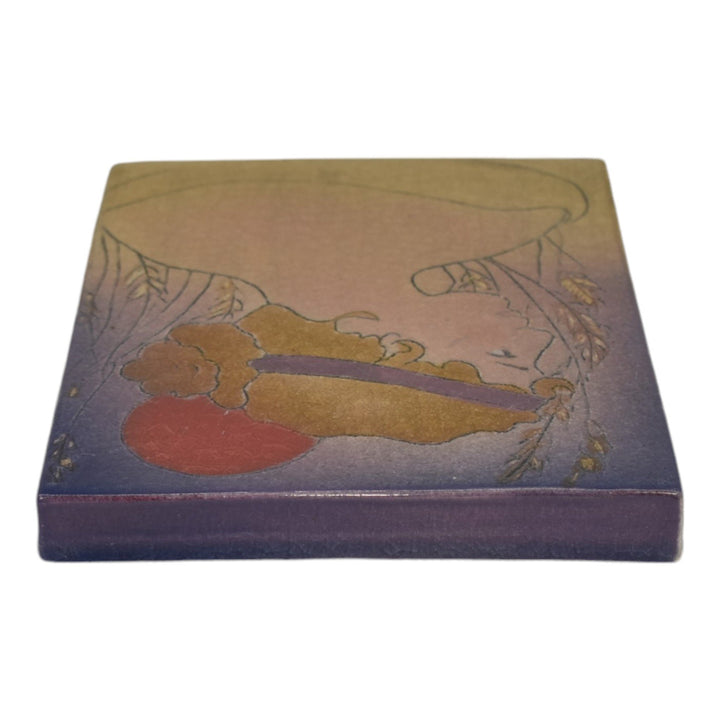 Ephraim Faience 2012 Hand Painted Art Pottery Dusk Ceramic Tile F82