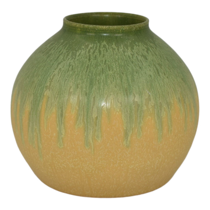 Ephraim Faience 2005 Hand Made Pottery Green Over Yellow Willow Ceramic Vase 532