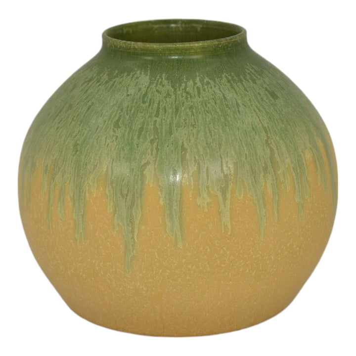 Ephraim Faience 2005 Hand Made Pottery Green Over Yellow Willow Ceramic Vase 532