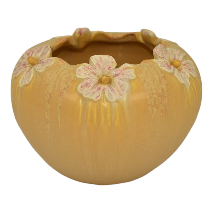 Ephraim Faience 2013 Hand Made Pottery Pretty Posies Blue Ceramic Bowl Vase G24