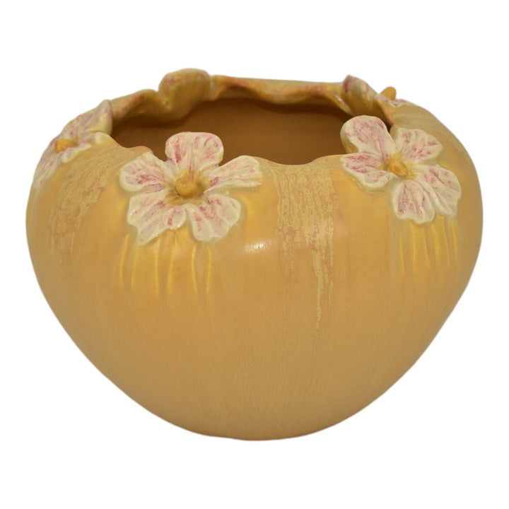 Ephraim Faience 2013 Hand Made Pottery Pretty Posies Blue Ceramic Bowl Vase G24