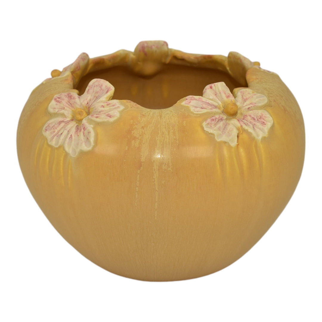 Ephraim Faience 2013 Hand Made Pottery Pretty Posies Blue Ceramic Bowl Vase G24